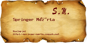 Springer Márta névjegykártya